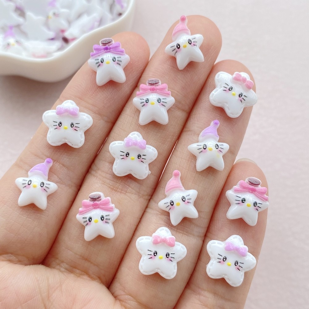 

50Pcs Mixed Nail Art Resin Cartoon Mini Star Cat Series Charms Rhinestones DIY Craft For Nail 3D Decorations Jewelry
