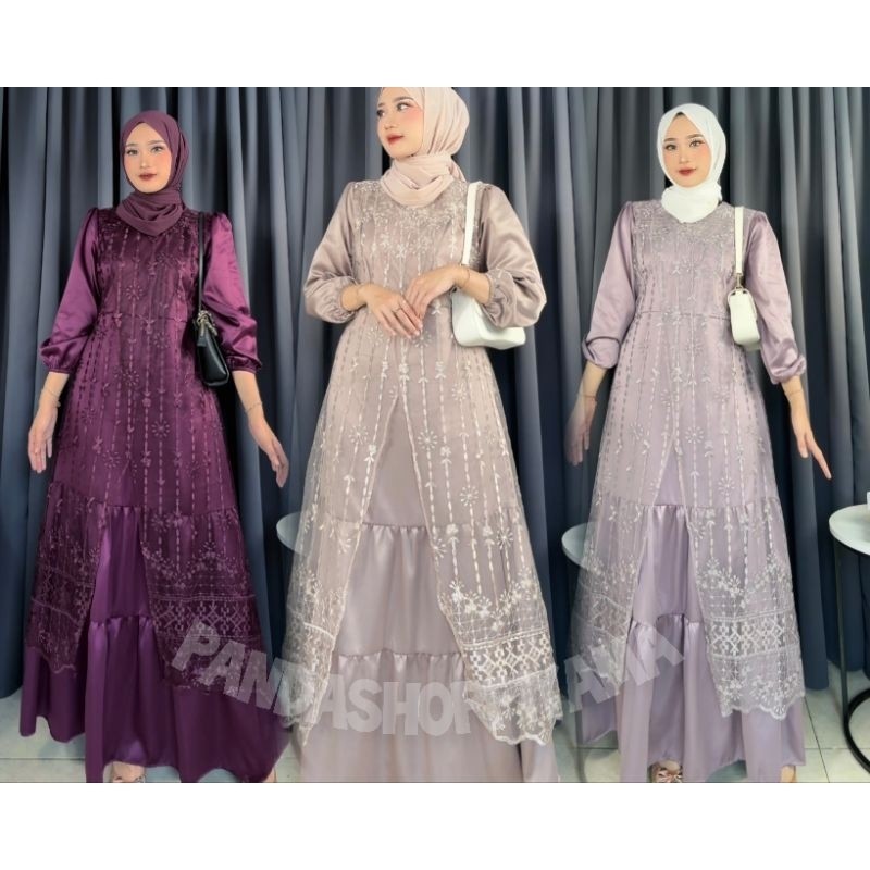 MUNIKSOSHOP  Maxi Alivia Gamis Kondangan Gamis Remaja Gamis Pesta Kekinian Gamis Brukat Mewah Gamis 