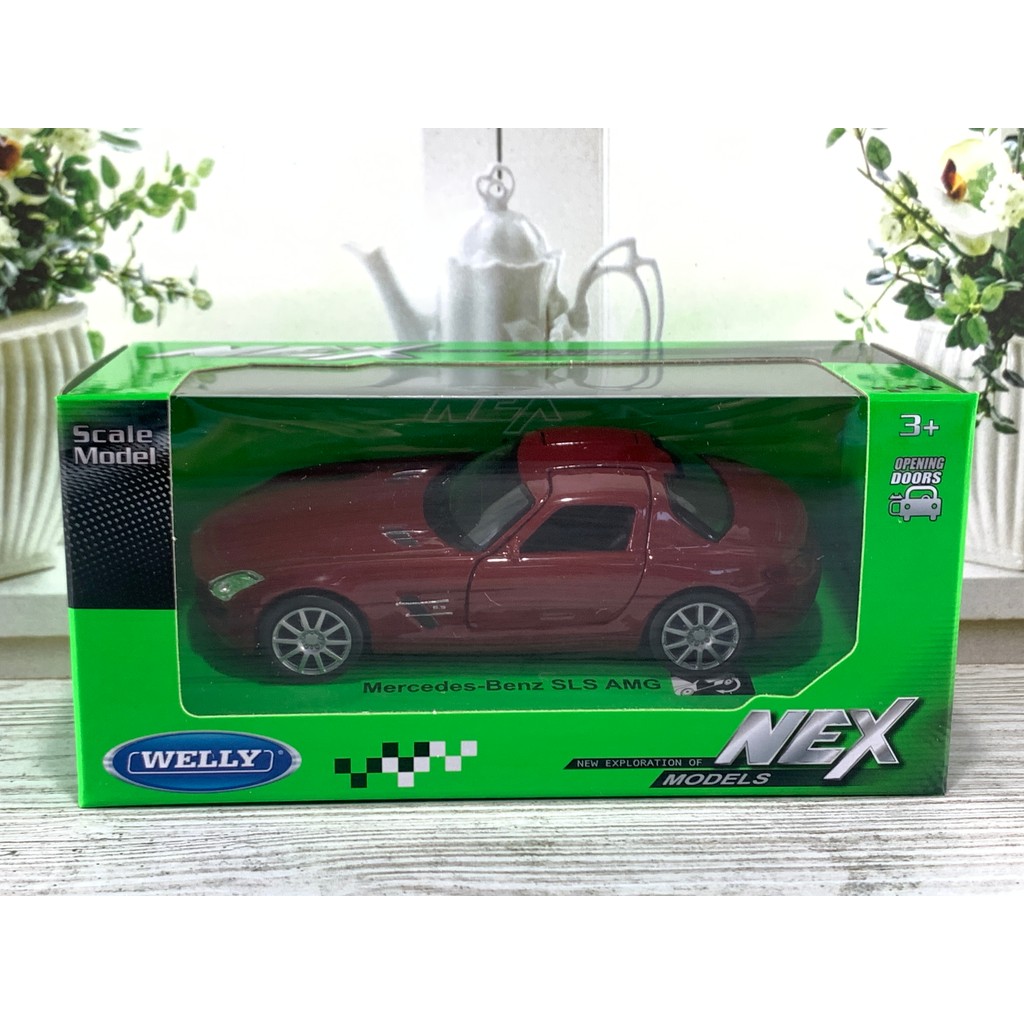 NEX WELLY MERCEDES-BENZ SLS AMG MERAH MAROON 1:34 MINIATUR DIECAST