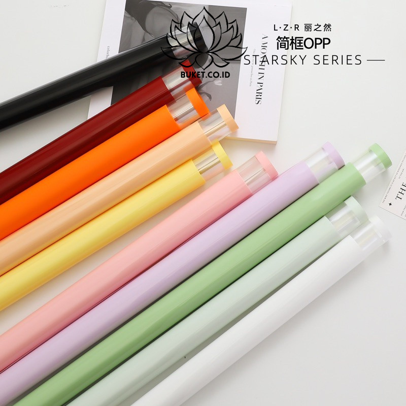 

(20Lembar) Kertas Bunga Buket Cellophane Line / Wrapping Paper List Frame Transparent Opp Florist