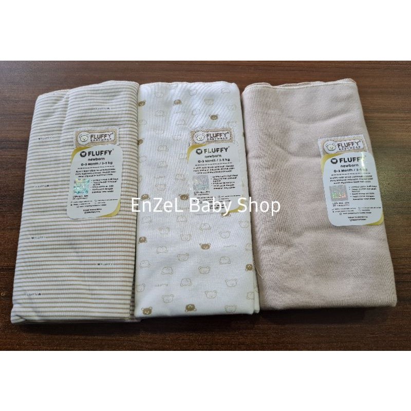 Bedong Bayi Fluffy 3pcs Seri Khaki / Coklat / Baby Fluffy / BEDONG KKI