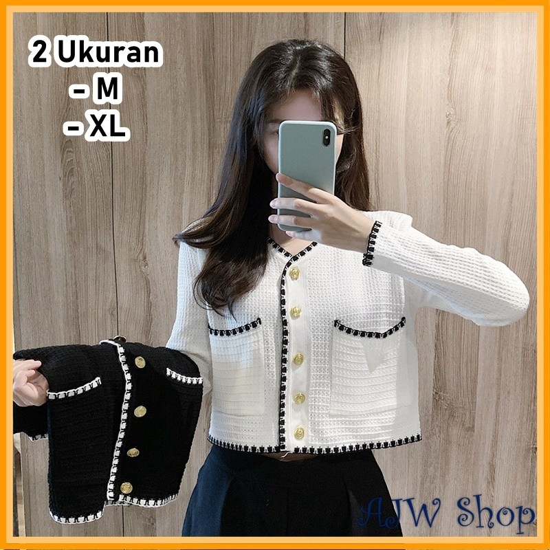 MIRAVLOSHOP  AJW Cardigan Rajut Korean Style Lengan Panjang Import Premium Mewah dan Elegan XR | Kar