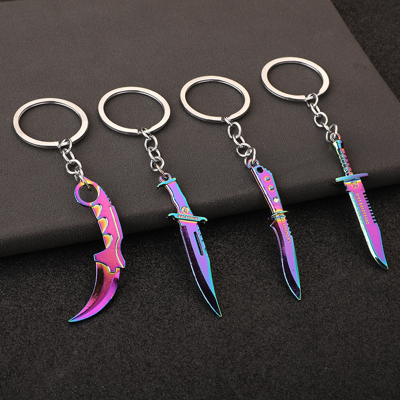 Mini Valorant Melee Reaver 2.0 Karambit Keychain Game Peripheral Samurai Dagger Model Metal Key Ring