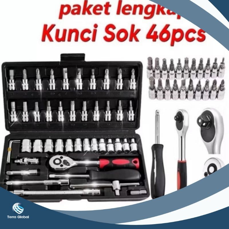 Kunci Sok Kunci Shock 46 Pcs Set Tool Kit Motor Mobil Lengkap