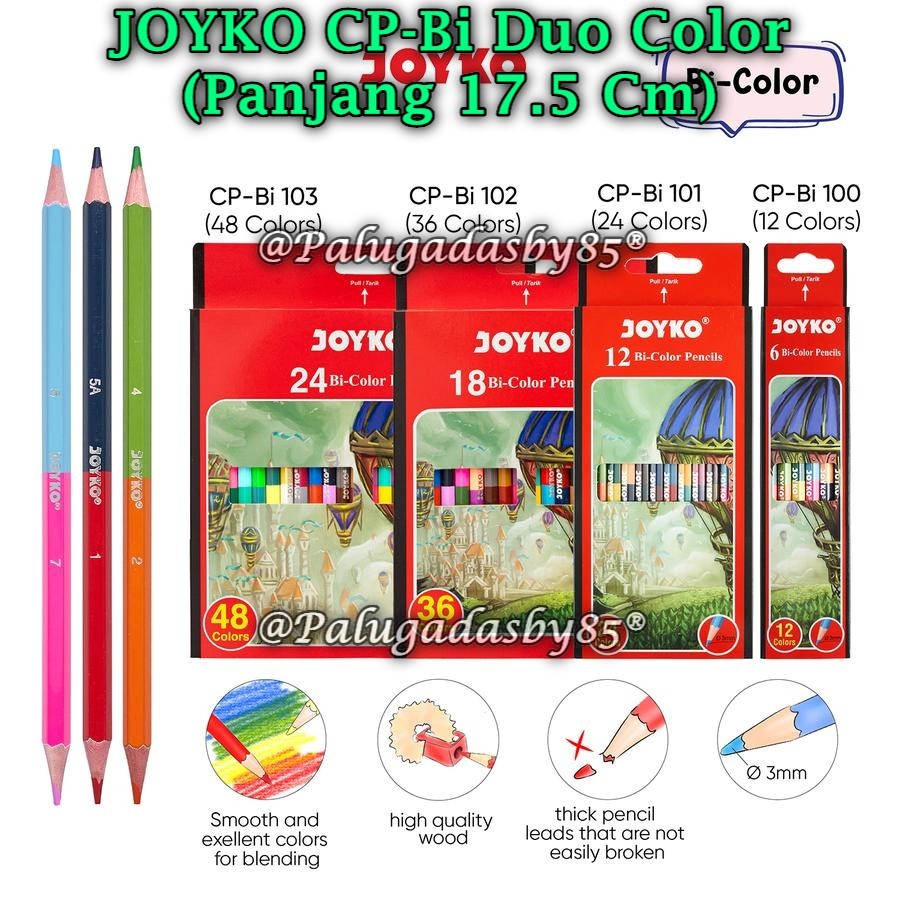 

(1 Set) GABUNGAN Pensil Warna JOYKO CP-Bi / Pensil Warna Bi-Color Pencils Duo Color 2 Warna