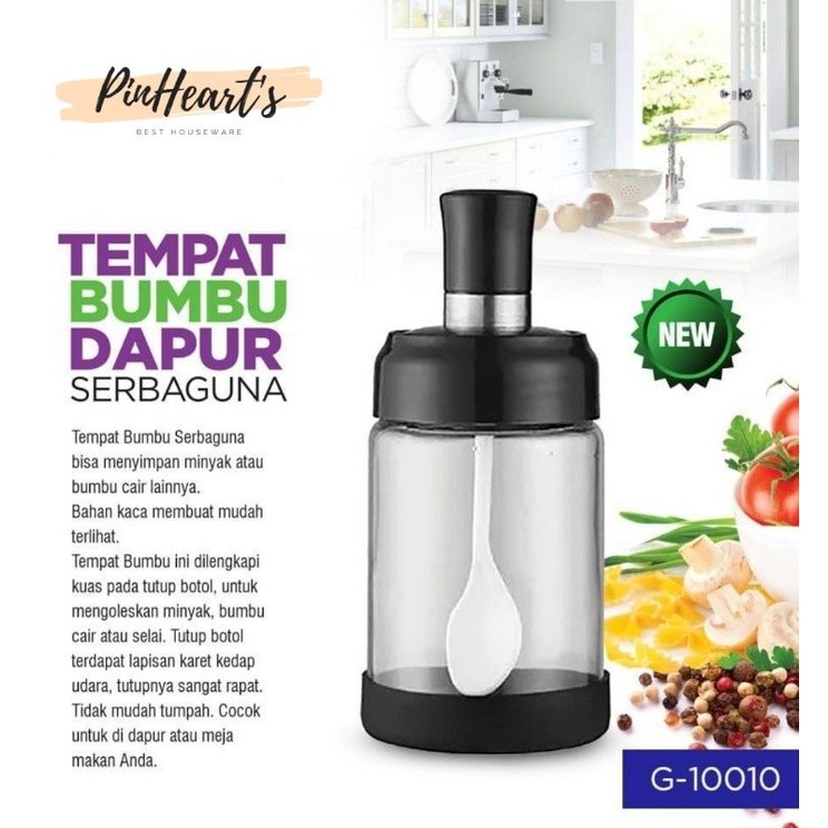 Botol Bumbu Kaca + Sendok | Tempat Bumbu