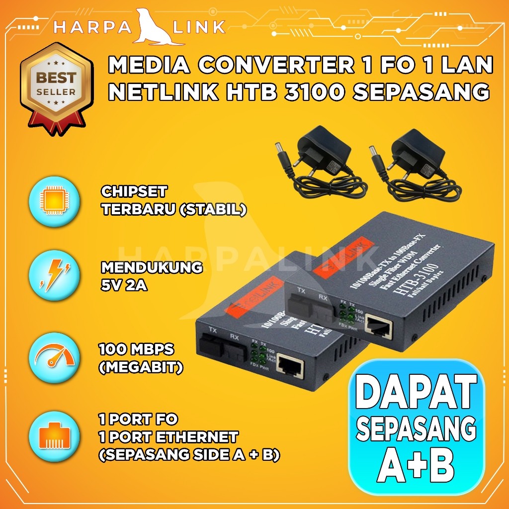 HTB-3100 Sepasang A+B 1 Set Netlink HTB3100 Fiber Optic Optical HTB 3100 Media Converter 1 Pair 10/1