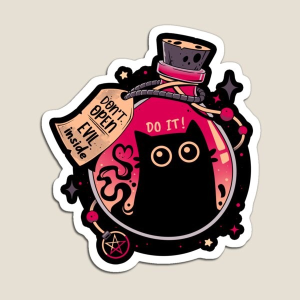 

Bottled Menace Evil Black Cat Magnet Cute Refrigerator Magnetic Kids Baby Funny for Fridge Organizer Children Toy Colorful