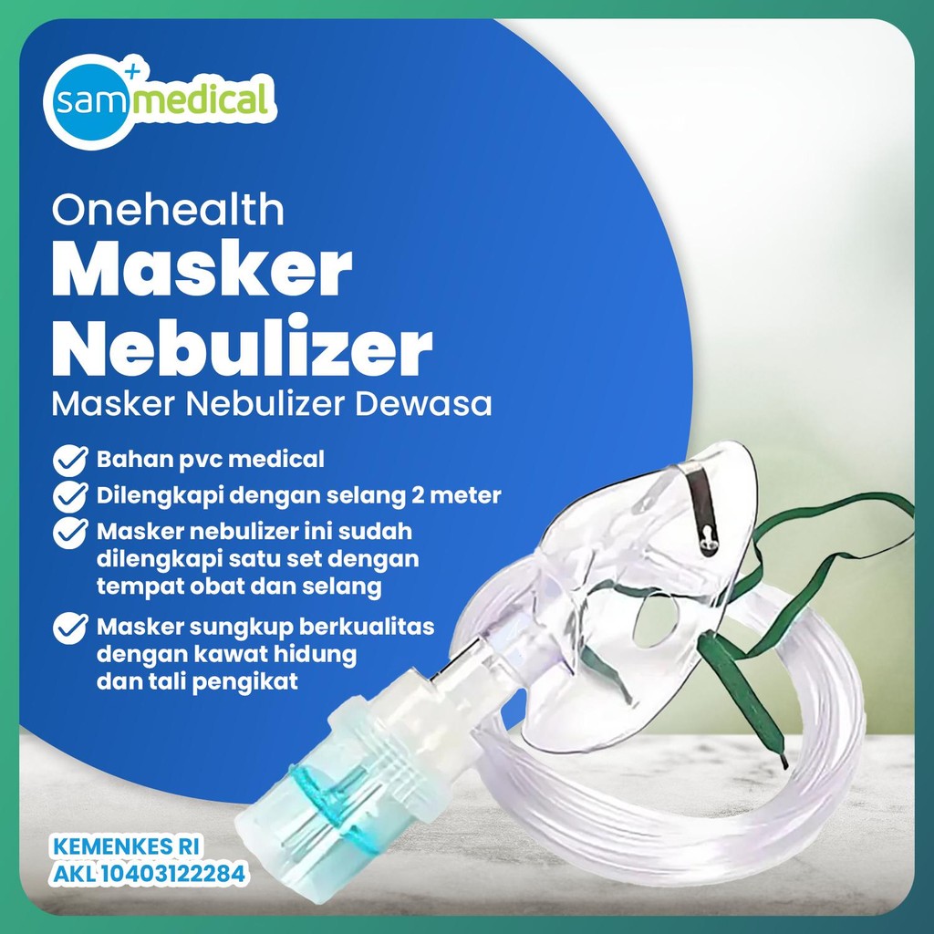One Health Nebulizer Mask /  Masker Nebulizer / Mask Nebulizer /  Masker Tempat Obat Uap Dewasa