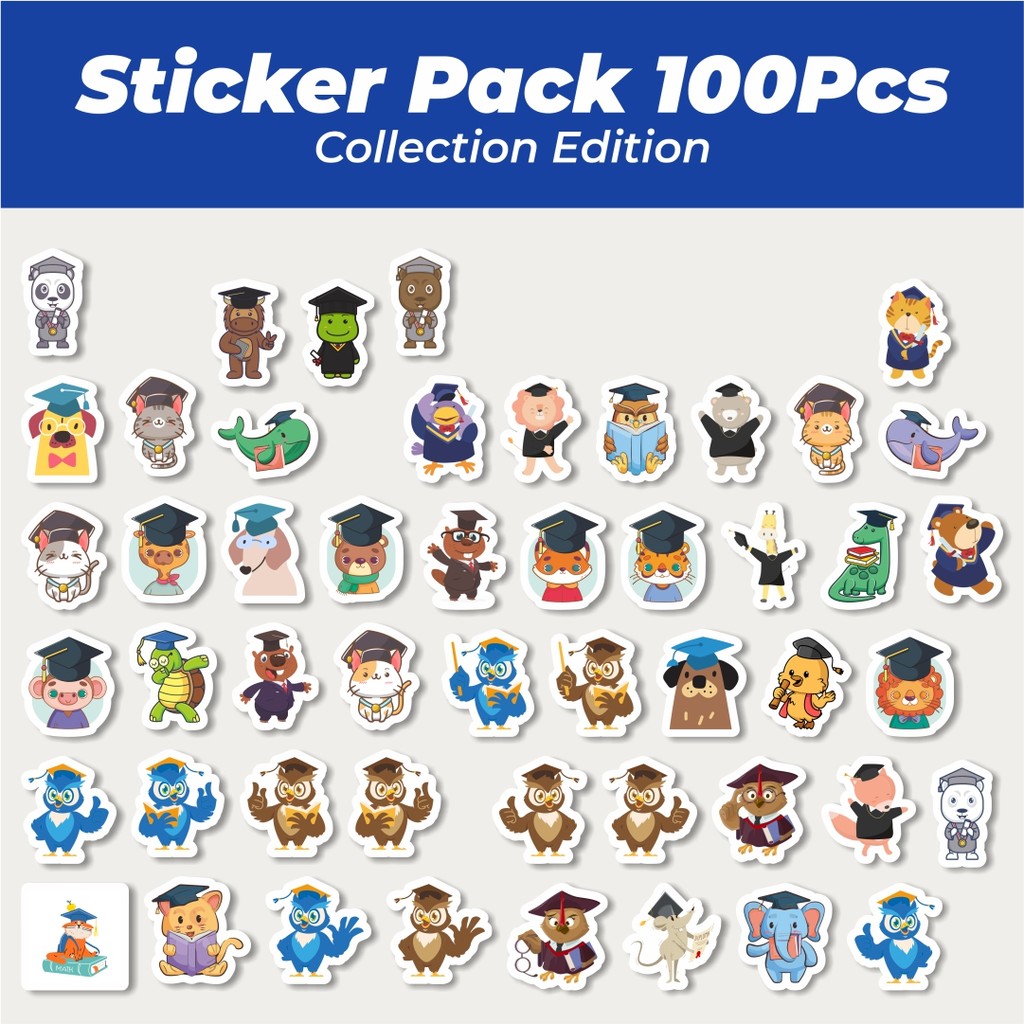 

Hot Sticker Graduation Cartoon Lucu Anti Air Stikers Berperekat Waterproof Sticker Decal Buat Motor Helm Buku Journal Koper Casing HP Laptop Botol Minum