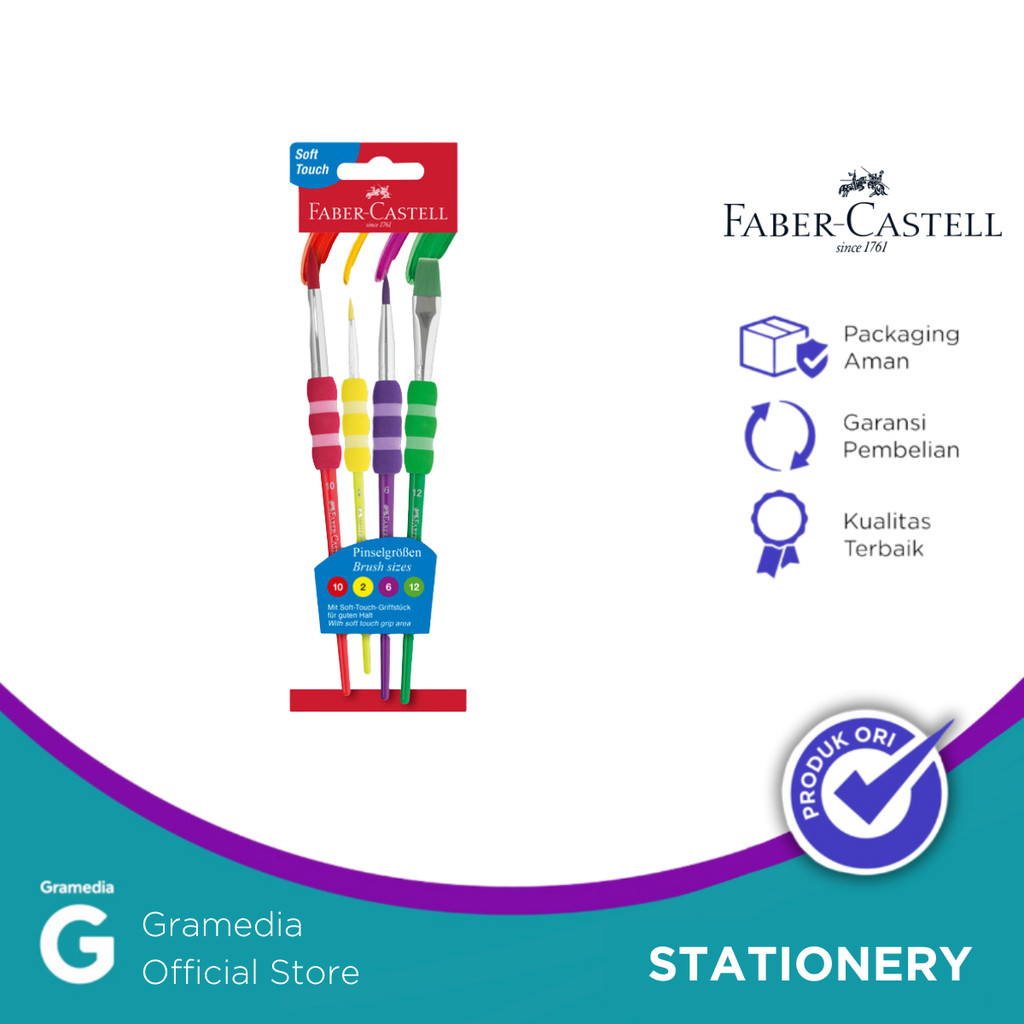 

Paket Kuas Cat Faber Castell Grip Brush Set 4 Colours