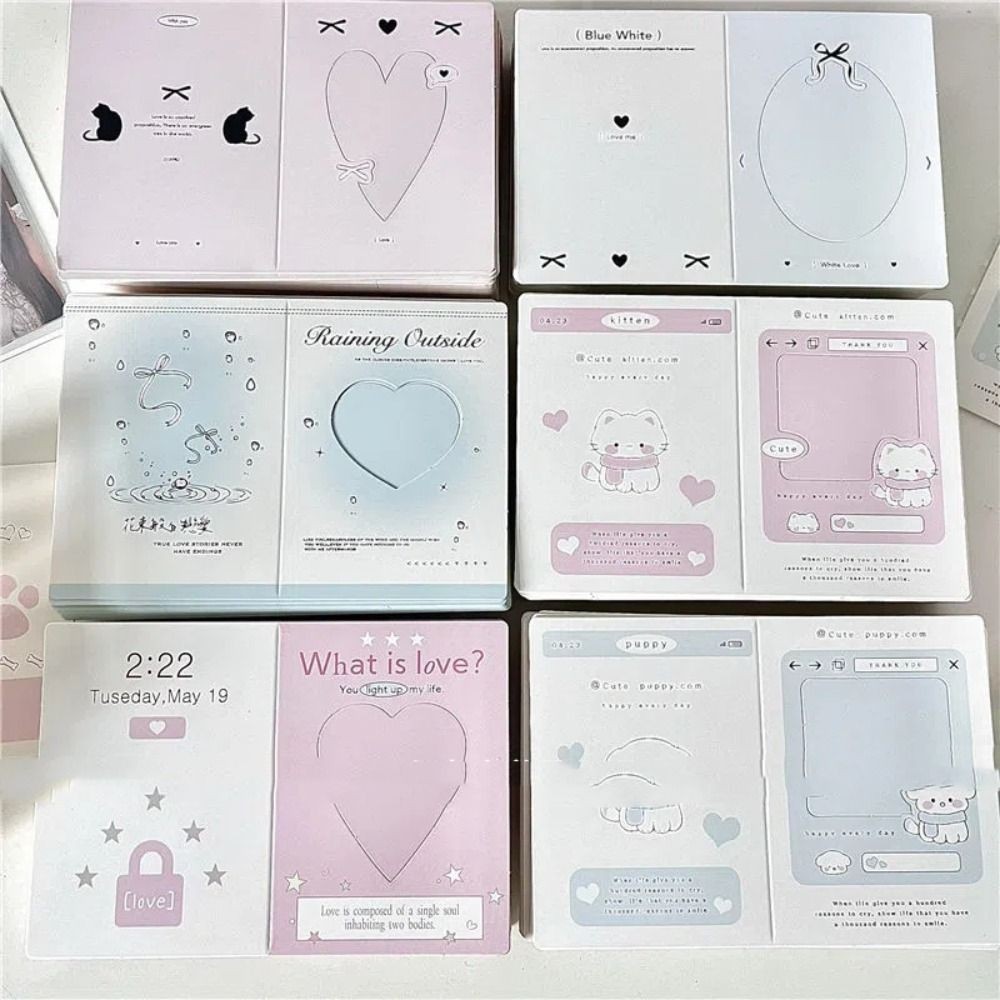 

6pcs/30pcs Korean Folding Photocard Holder Hollow Kpop Photo Card Back Card 3 Inch DIY Packing Fixed Cardboard Idol Photo