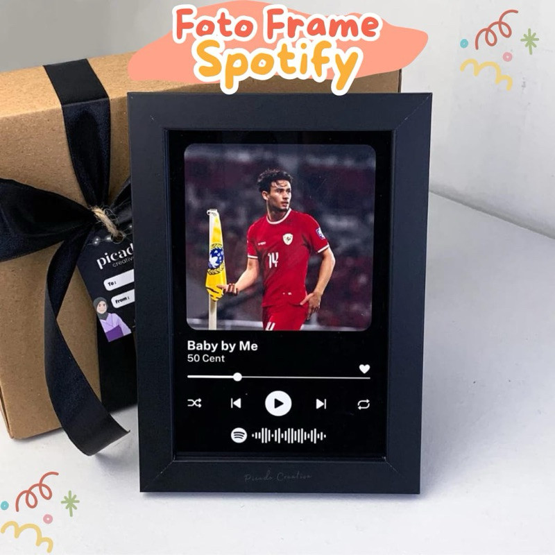 SAYGIFT Ready langsung kirim Spotify Frame minimalis hitam putih 5R - Bingkai Foto Pigura Kado Wisud