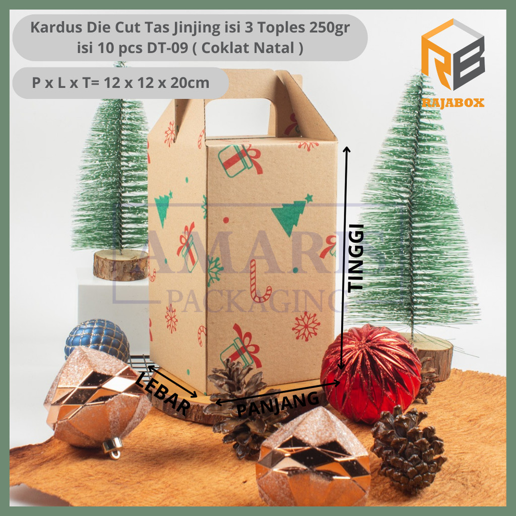 

DT-09 Kardus Die Cut Tas Jinjing Isi 3 Toples 250 Gr Isi 10 Pcs RajaBox RB