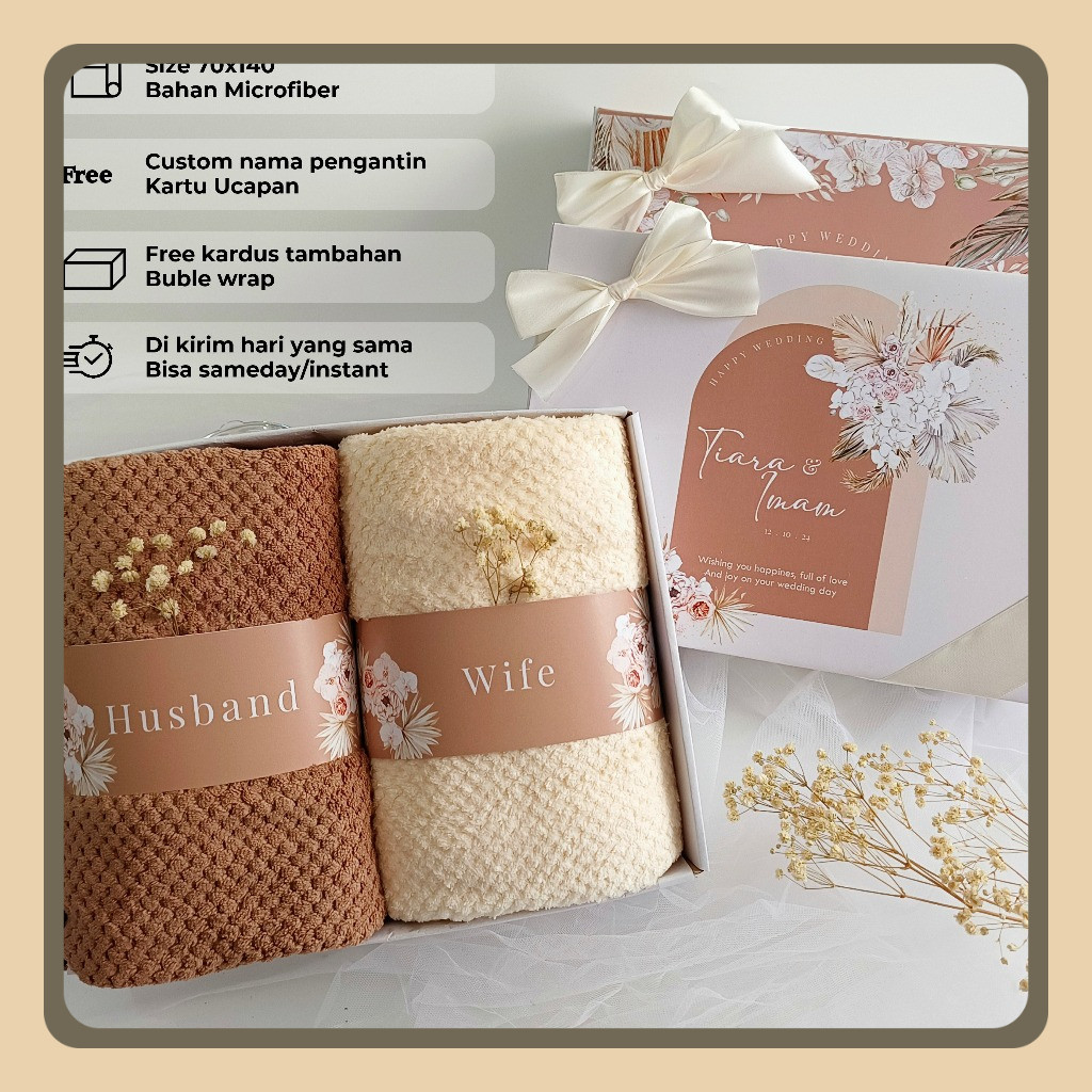 Hampers Handuk Couple Pasangan Gift Set Box Handuk Hampers Wedding Pernikahan Wedding Gift