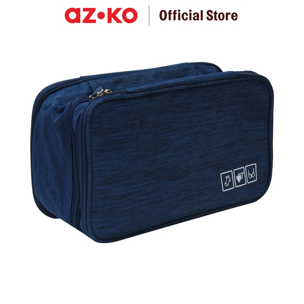 AZKO Passport Tas Organizer 3 Kompartemen - Biru Navy Organizer Bag Set Perlengkapan Traveling Tas S