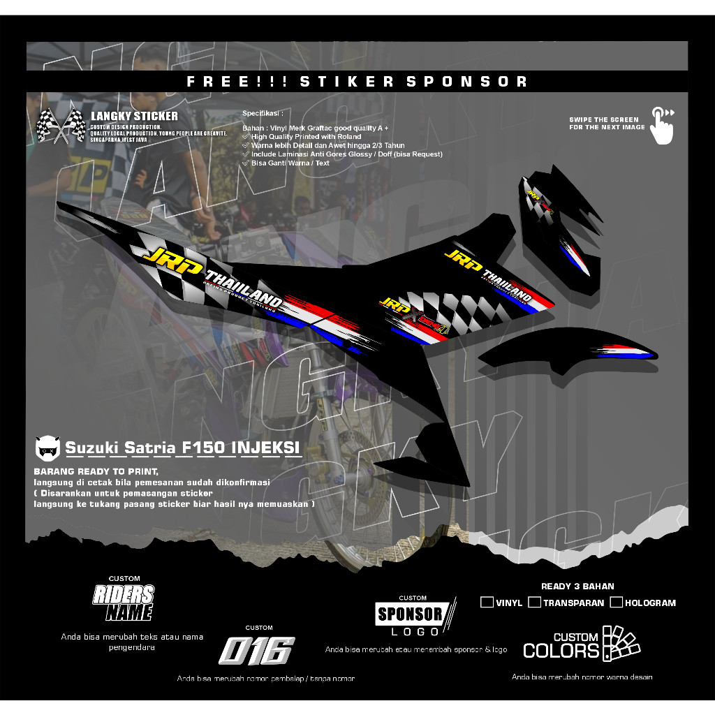 Striping Stiker Satria Fu All Satria Fu Injeksi Facelift Barong Type S JRP Racing Product Thailand