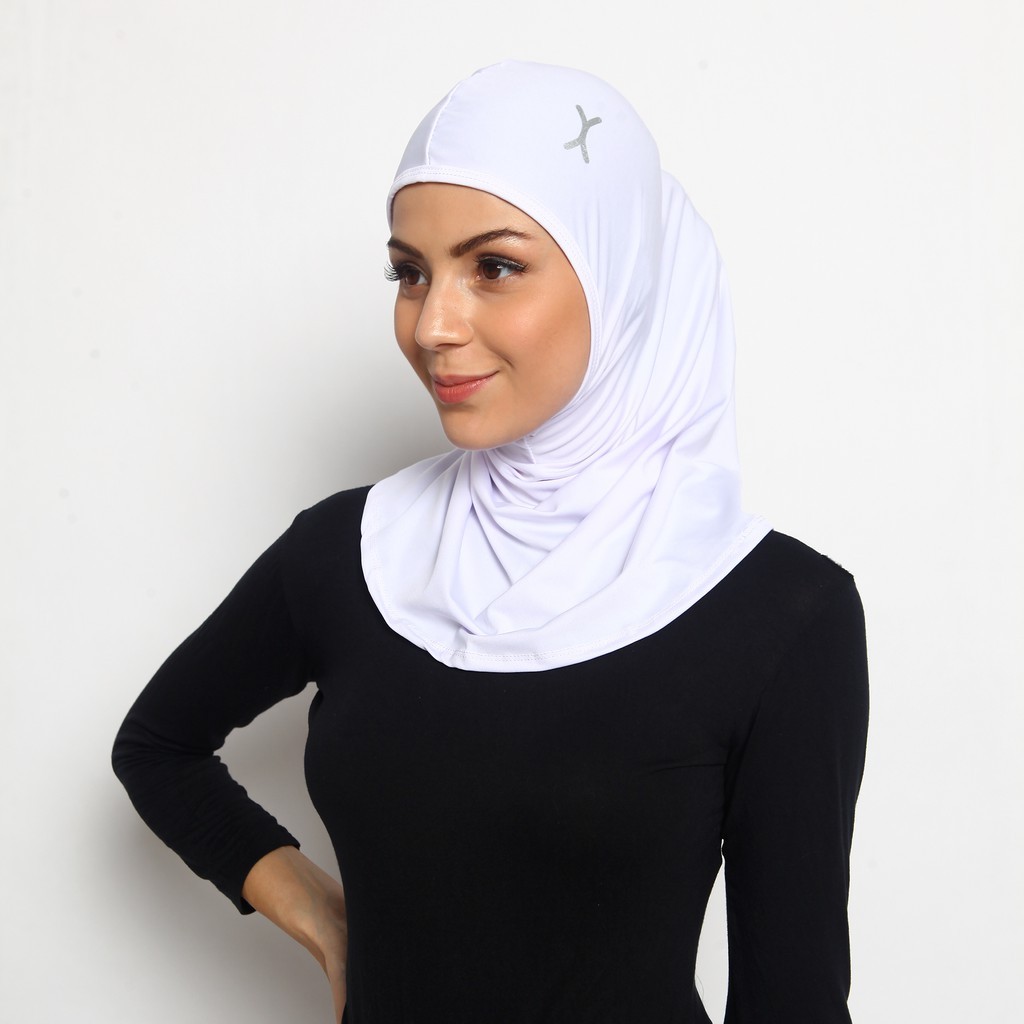 Hijab Sport Murah Wanita Kekinian / FLEXZONE Hijab Sport Instan Putih FAH-001PT