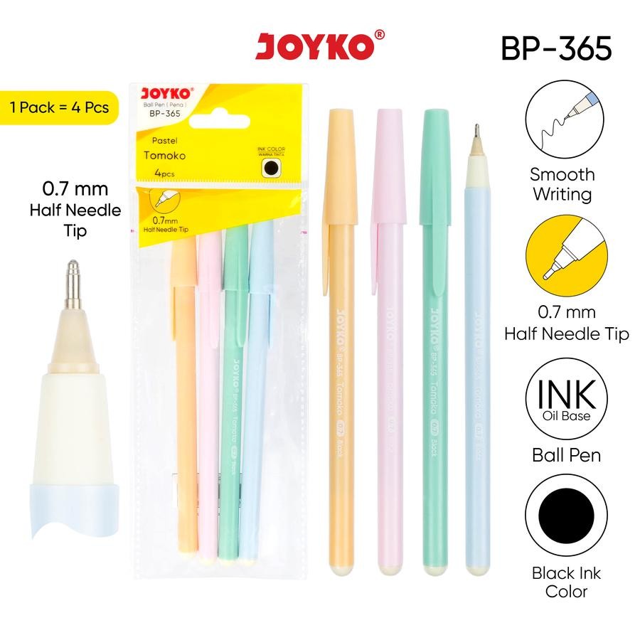 

Pena Ball Pen TOMOKO JOYKO BP-365 Tip 0,7mm (1pak isi 4 pcs) / Pulpen Bolpoin Pastel