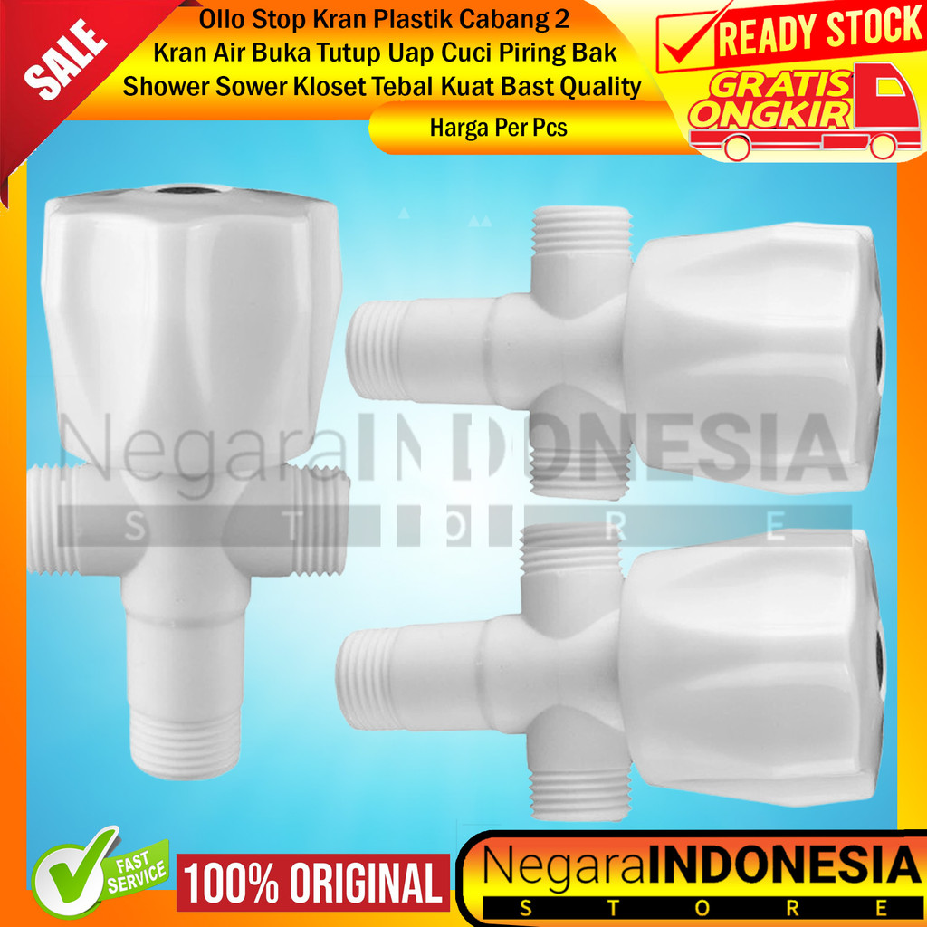 Ollo Stop Kran Cabang 2 PVC Merek Ukuran 1/2 Inchi KC 02 In Inci Inch Ballvalve Keran Air Buka Tutup
