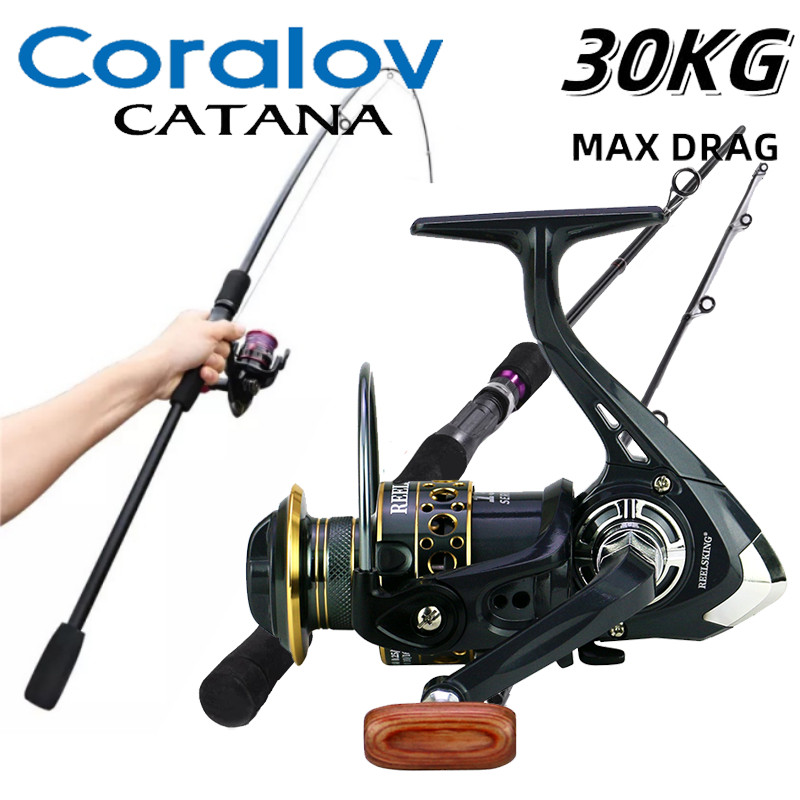 Coralov satu set reel Pancing Reel Pancing Murah Kuat Power 1.65M/1.8M/2.1M Joran Pancing Set Reel P