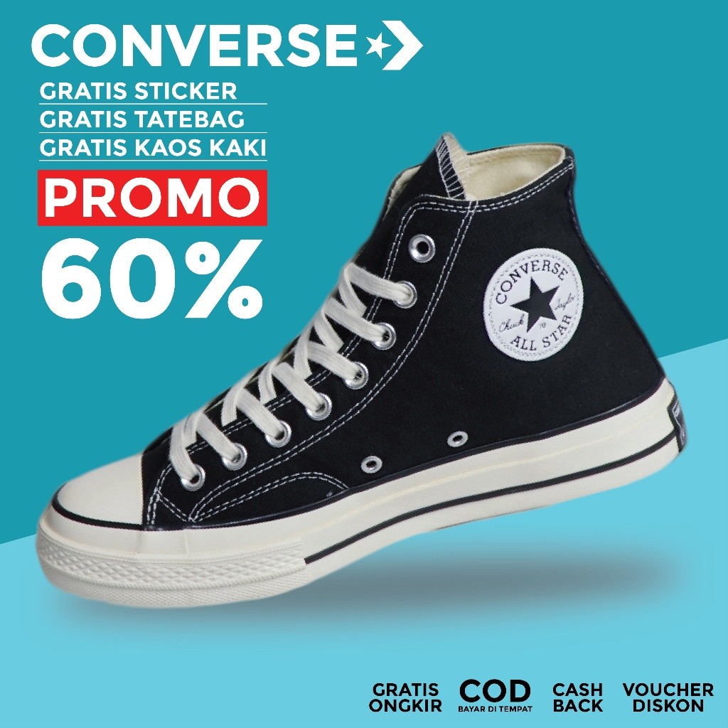 Sepatu Sneakers Converse All Star High Hitam Putih Sepatu Sekolah Pria Wanita