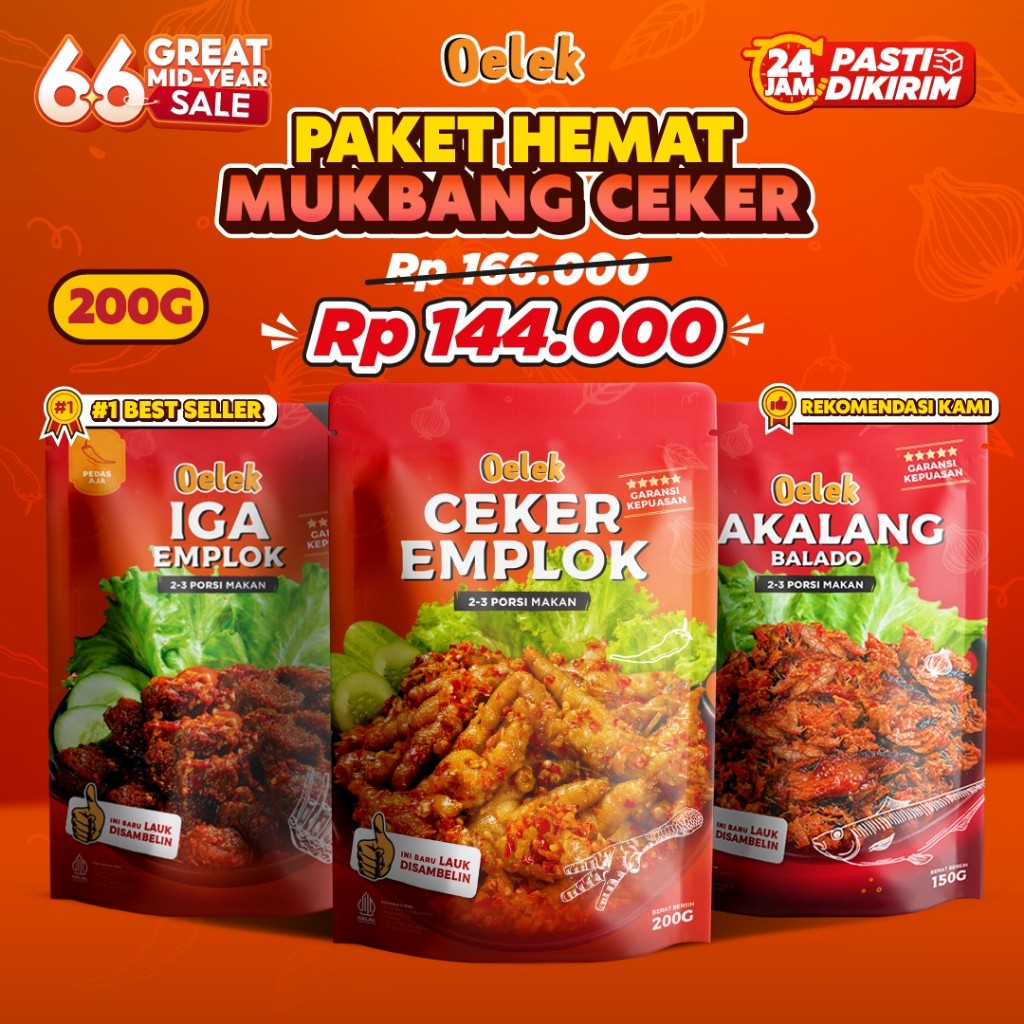 

Paket Mukbang Ceker / Ceker Emplok / Iga Emplok / Cakalang Balado / Makanan Siap Saji / Lauk Siap Saji Instant
