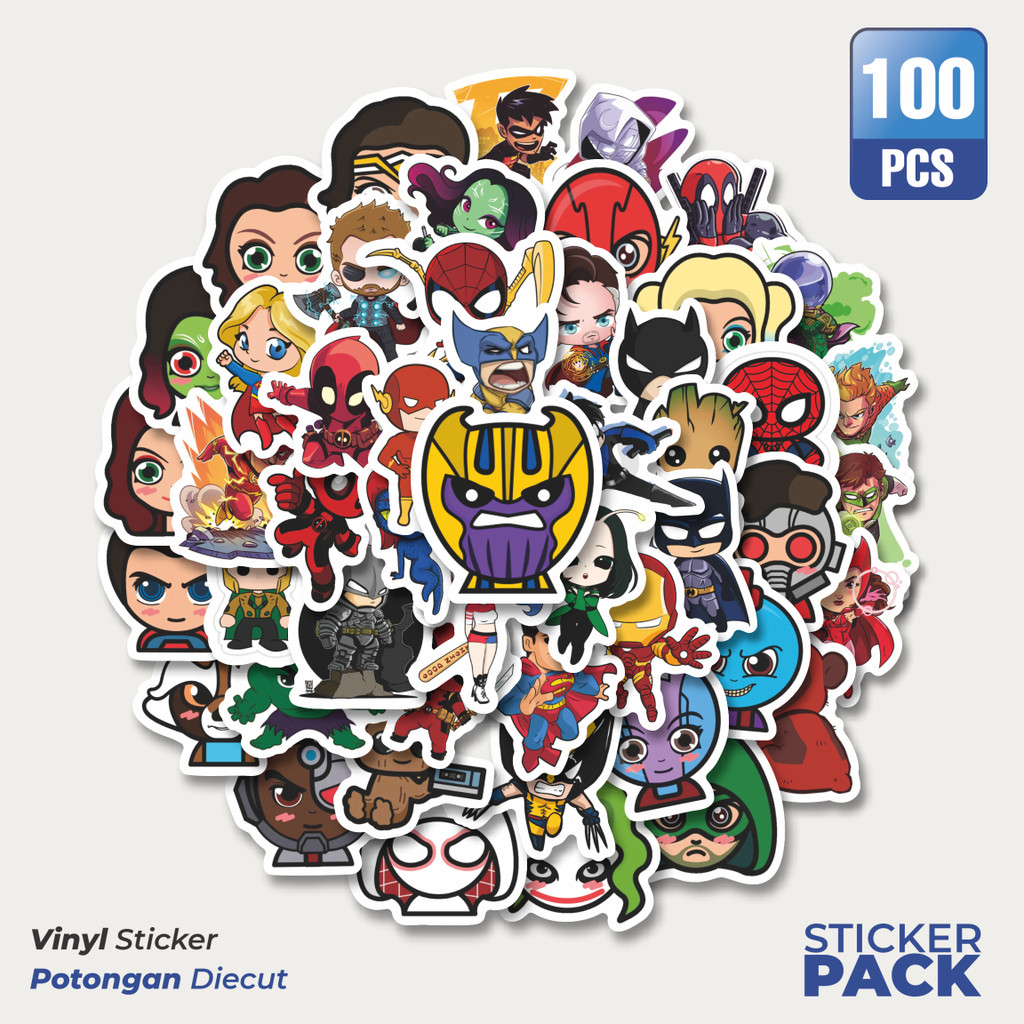 

Stiker Vinyl Stiker Kartun Chibi Marvel/Dc Waterproof Aesthetic- Untuk Laptop, Motor, dan Helm - Paper Stationery Pack