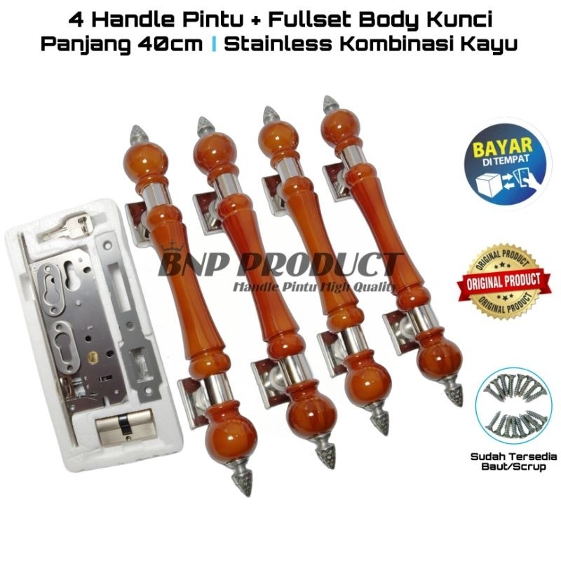 1Set handle pintu rumah 40cm / Handle pintu kayu minimalis / gagang pintu set kunciCO