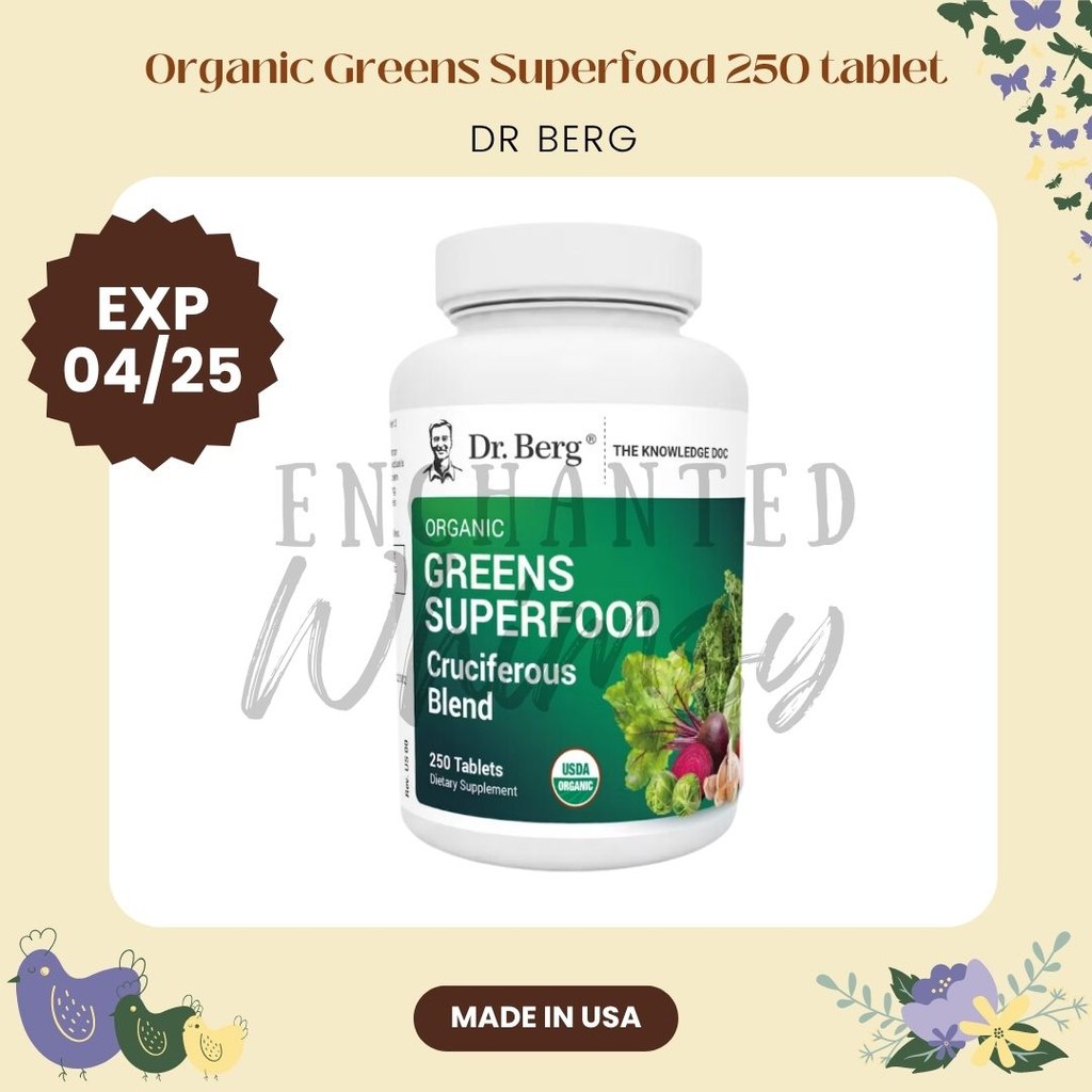 Dr Berg Organic Greens Superfood Cruciferous Blend 250 Tablets vegetable dengan phytonutrient suplem