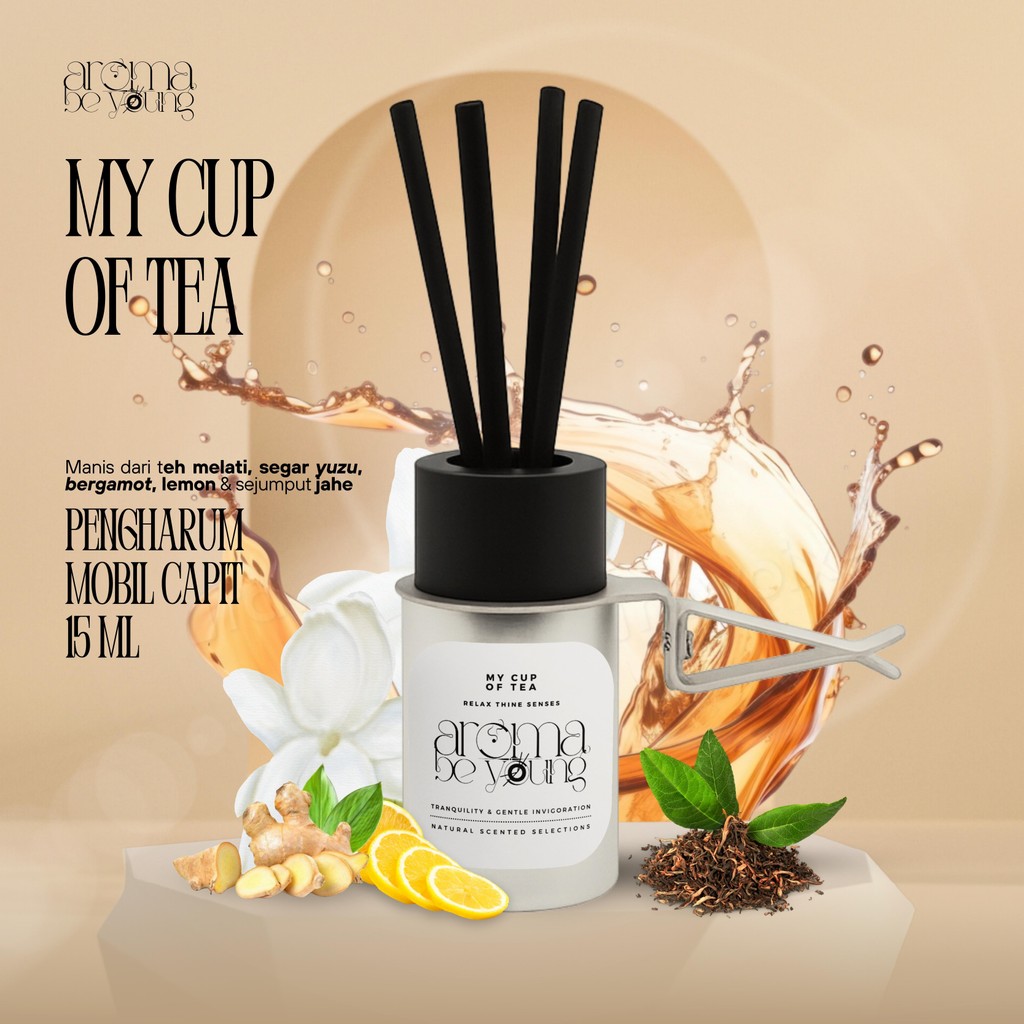 My Cup of Tea Pengharum Mobil Jepit Klip Ventilasi AC Capit Aromaterapi Wangi Tahan Lama Anti Mual 1