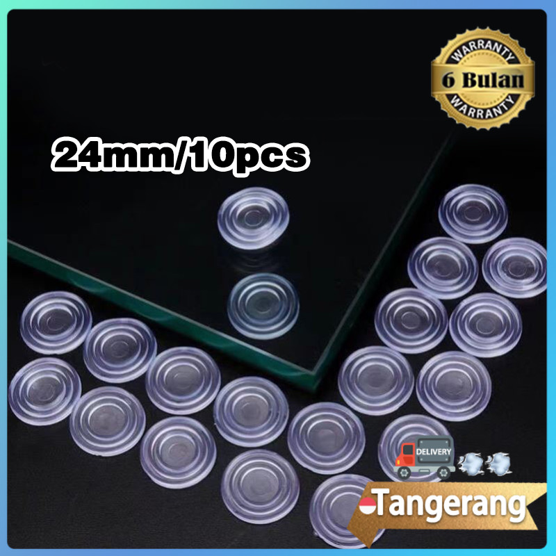 10pcs Karet Ganjal Kaca Meja 24mm Tataan Meja Kaca Bulat Bening