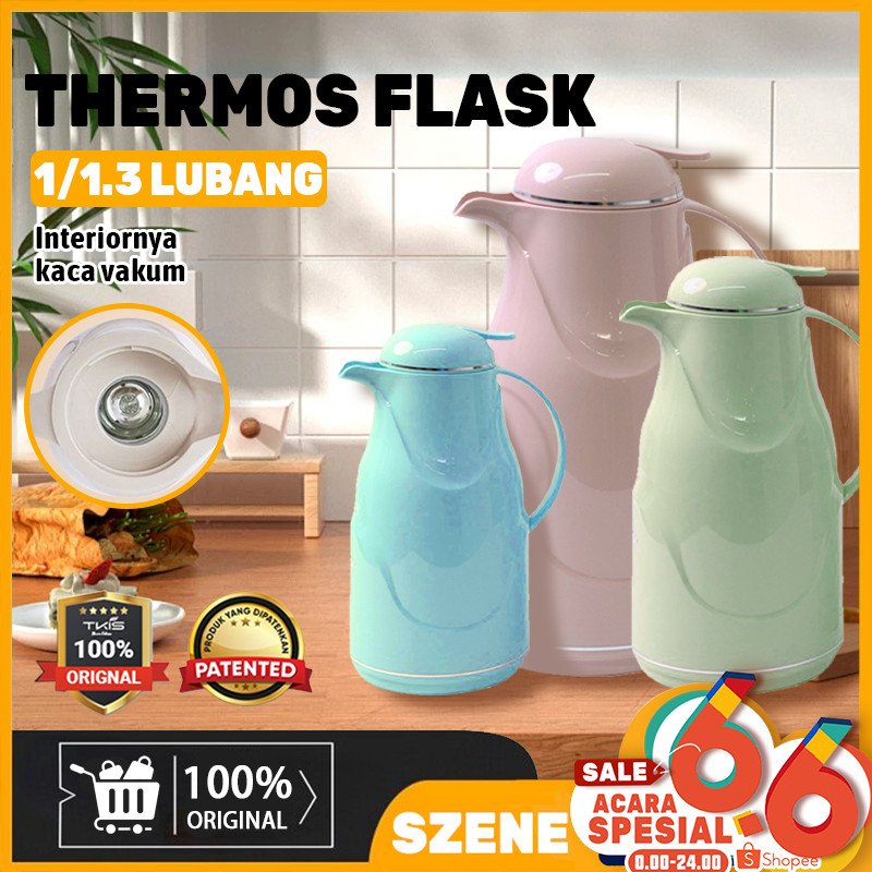 1300ML Termos Air Panas Bahan Kaca Luar Plastik Water Jug 1.3 Liter Besar
