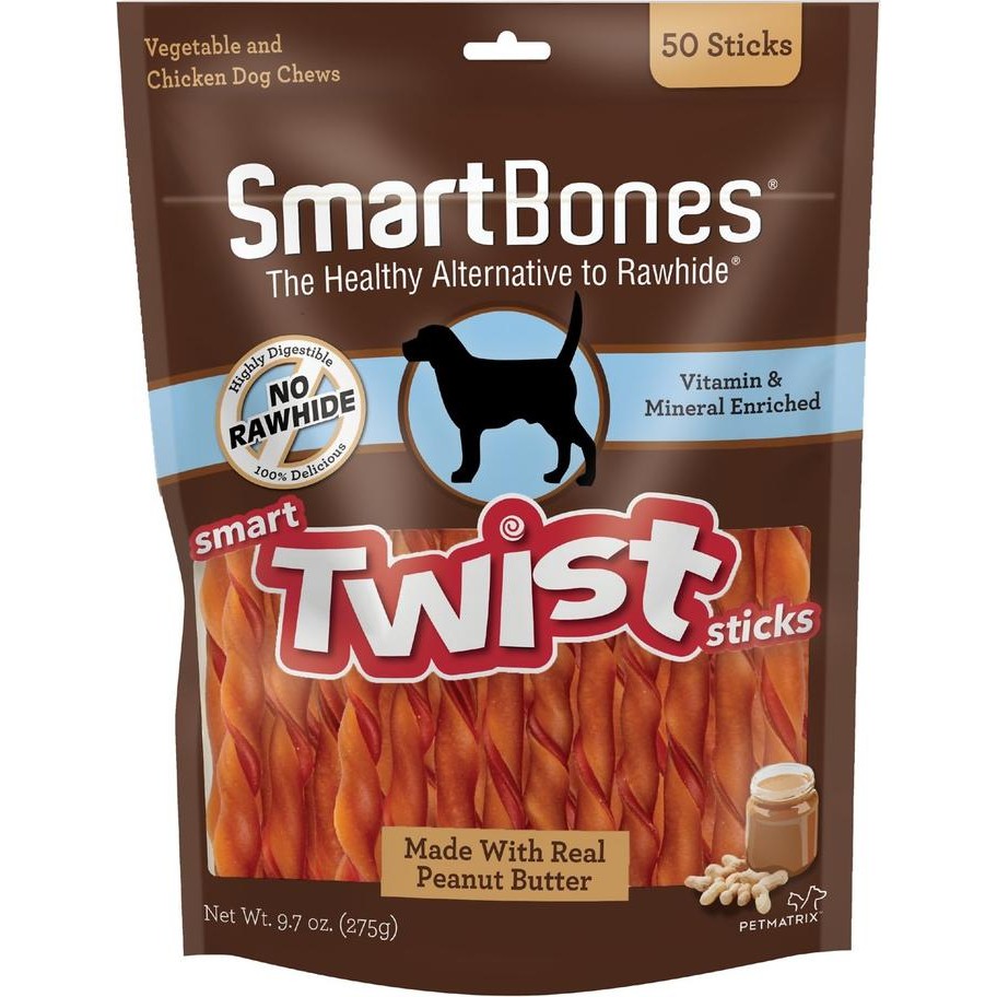 

Smartbones Twist Sticks - Smart Bones Cemilan Anjing Dog Snack - Peanut Butter