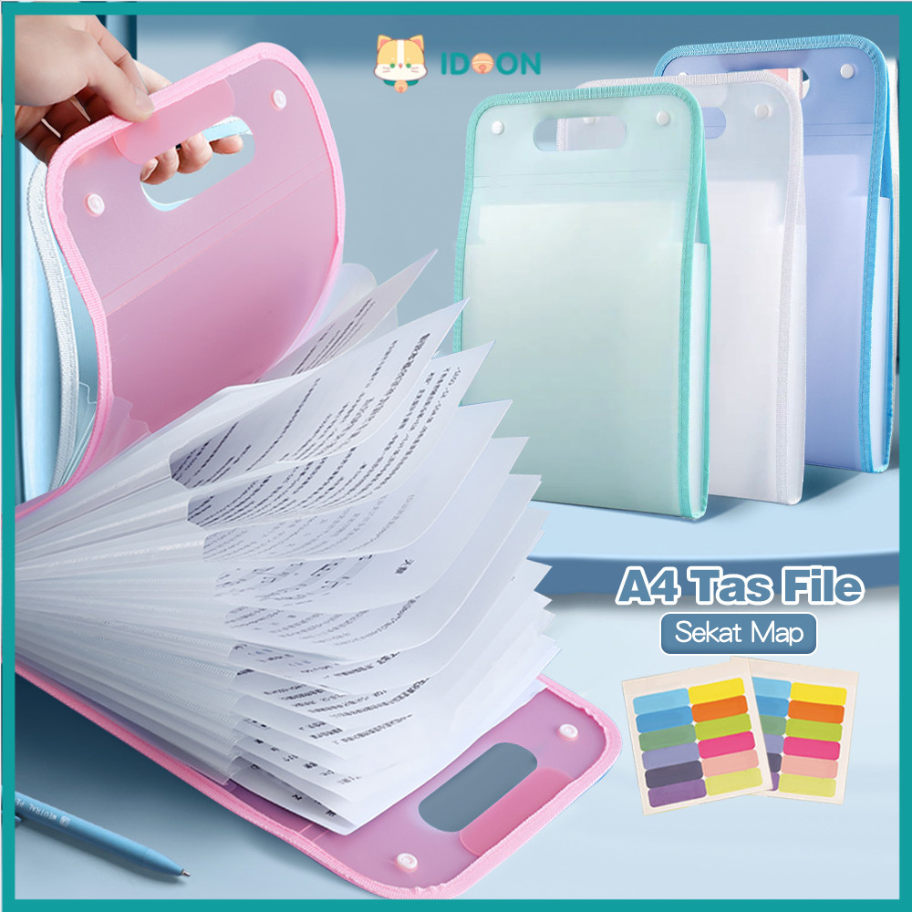 

IDOON Tas File Handle Anti Air A4 Tas Dokumen File Clear Holder 13 Sekat