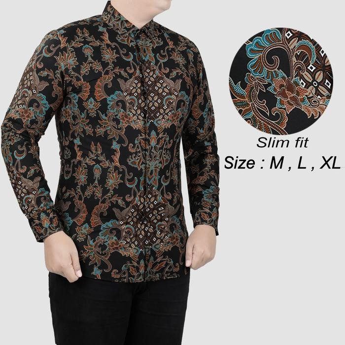 BATIK SOLO / BAJU KEMEJA BATIK PRIA / COLIN DION LENGAN PANJANG BCL434 - M