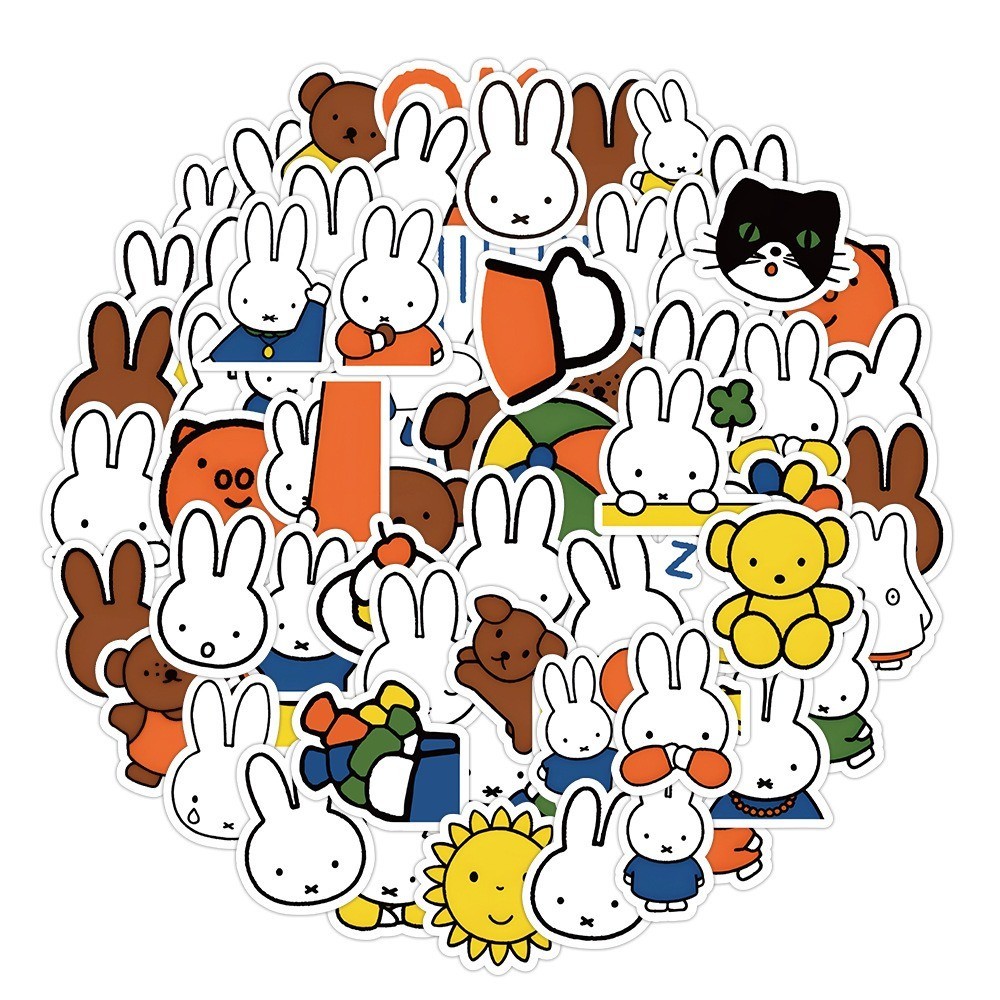 

50 Pcs Sticker Miffy Vinyl Waterproof untuk Tempelan Laptop Tumbler HP Koper DIY [25]