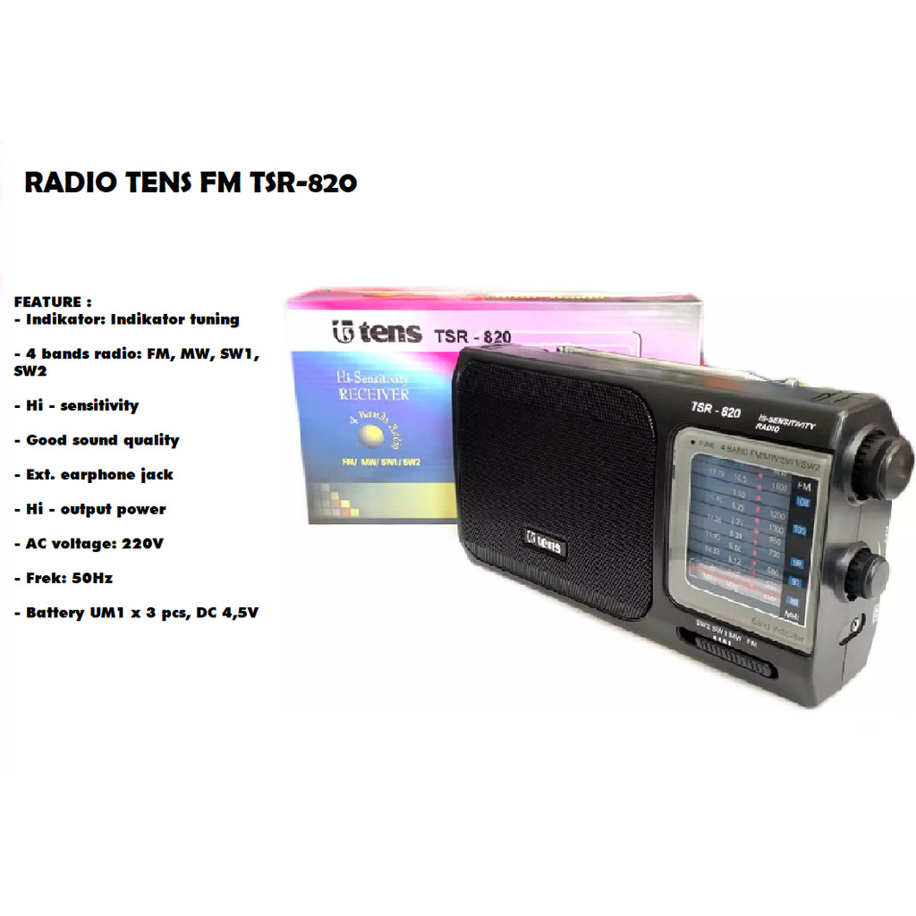 Tens Radio FM AM 820 AC DC | Tens Radio FM AM 820 AC DC Portable Batrai Dan Listrik