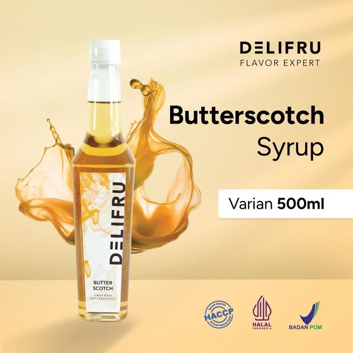 

Syrup Butterscotch Delifru 500 ml - Sirup Gula Mentega Premium - Cokelat Muda, Standar