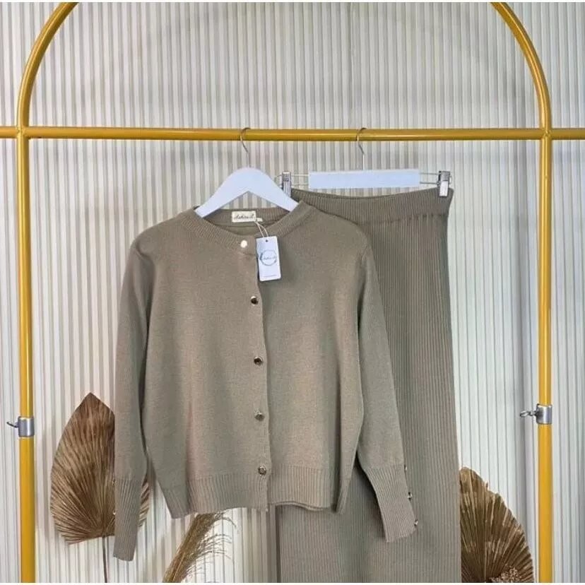 BAROSHOP One Set Aira Cardigan & Rok rajut Wanita Premium-Stelan Wanita Terbaru