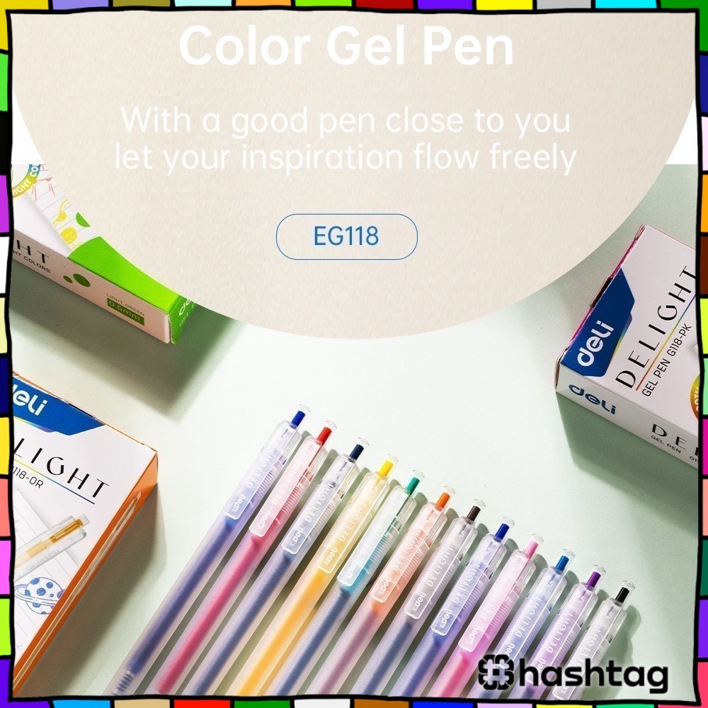

Hastag_iD DELI034 Deli Gel Pen / Pulpen Gel 0.5 mm Berbagai Macam Warna EG118 Y1674