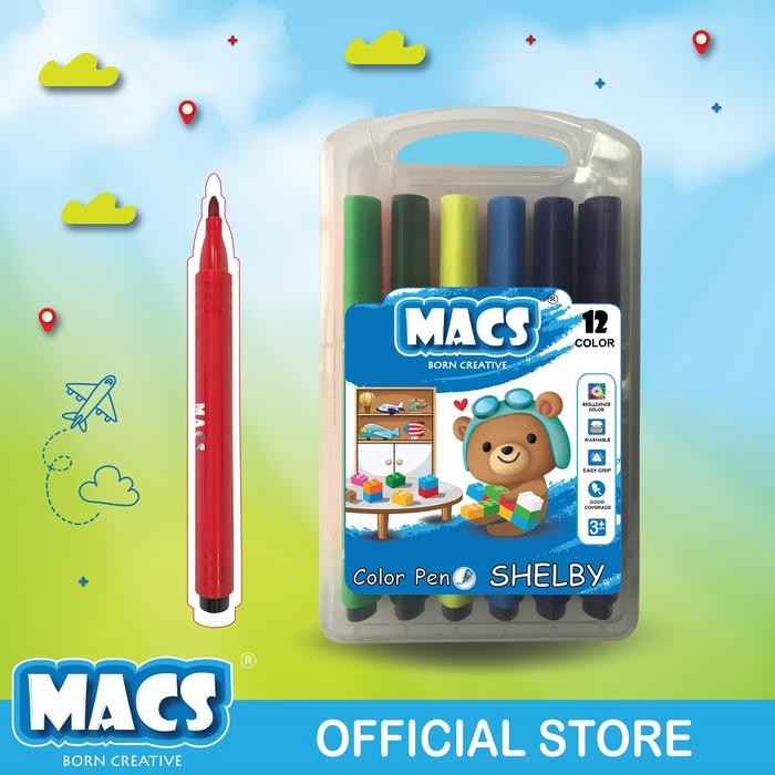 

【M-MT】FLASH SALE!!! MACS Color Pen 12 Warna Marker Spidol - 12 Warna
