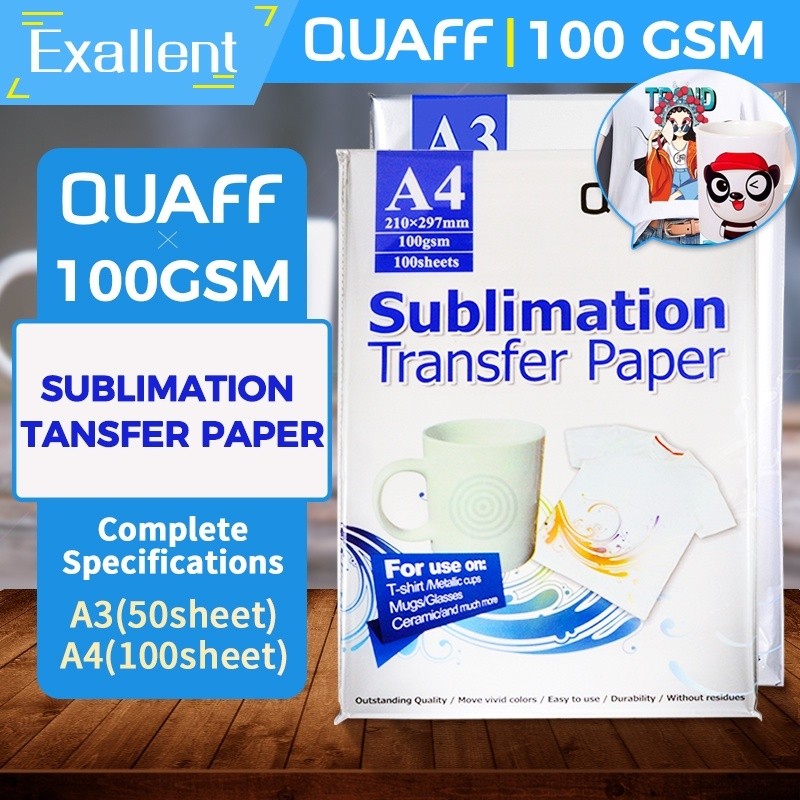 

Quaff Kertas Sablon Sublimation Paper Kertas Transfer Paper 100gsm Quick-Dry Green Back A4 A3 Size 100 Lembar