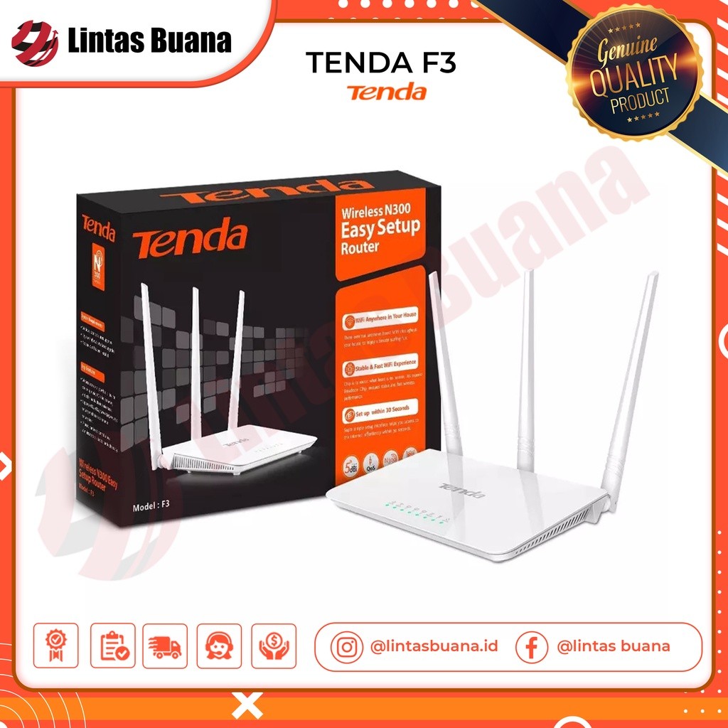 Tenda F3 N300 3 Antena Router WiFi 300Mbps