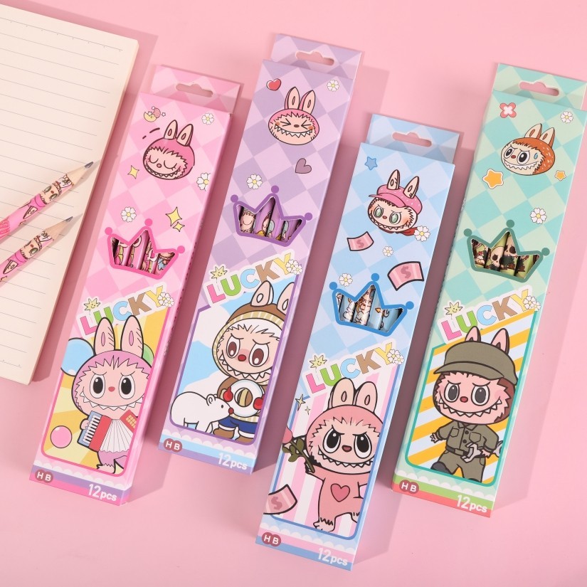 

PENSIL LABUBU 1LUSIN / COD 1 LUSIN PENSIL HB MOTIF KARTUN LABUBU THE MONSTER CUTE / PENSIL LABUBU ISI 12 PCS