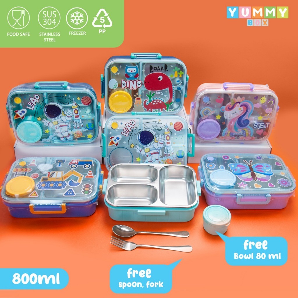 Yummy Box Stainless Bento Sekat 3 800ml YM2579