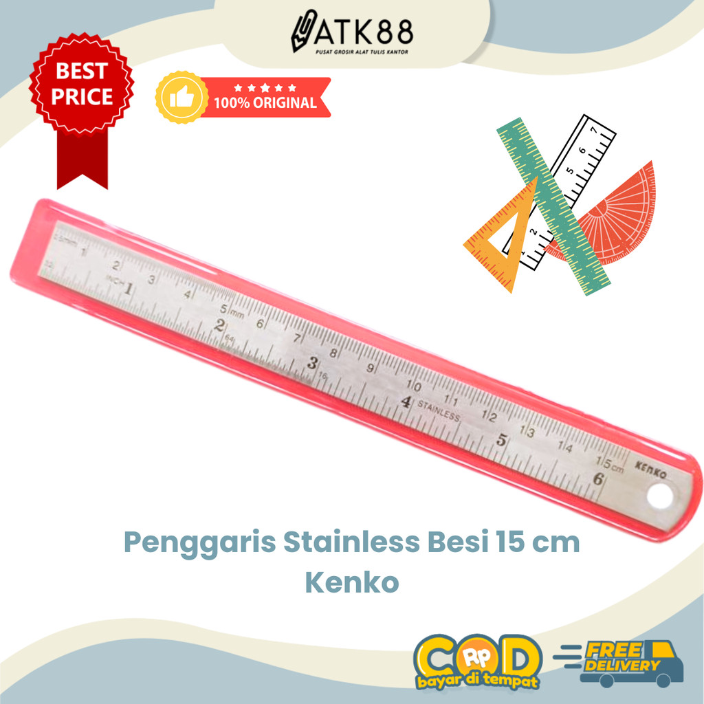 

[ATK88] Penggaris Besi Tebal 15 cm / Stainless Steel Ruler Kenko Kualitas Premium