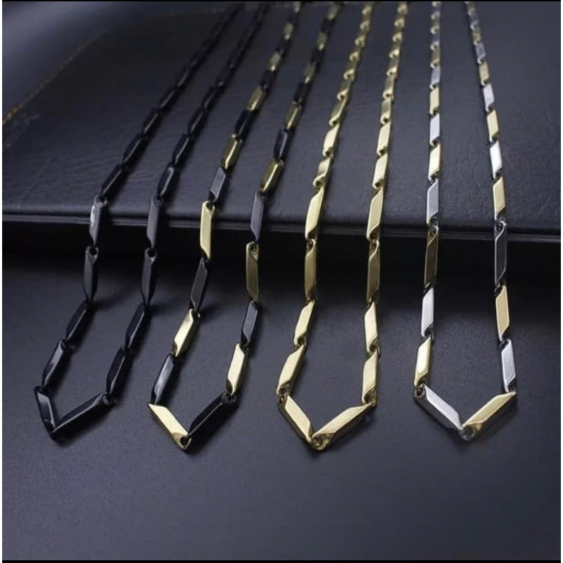 KALUNG PRIA TITANIUM MODEL PADI/kalung rantai