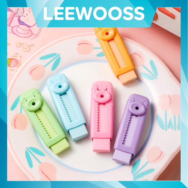 

LEEWOOSS S5998 Hapusan Mekanik Warna Lucu Tidak Meninggalkan Serpihan Sliding Eraser Push Eraser Eraser