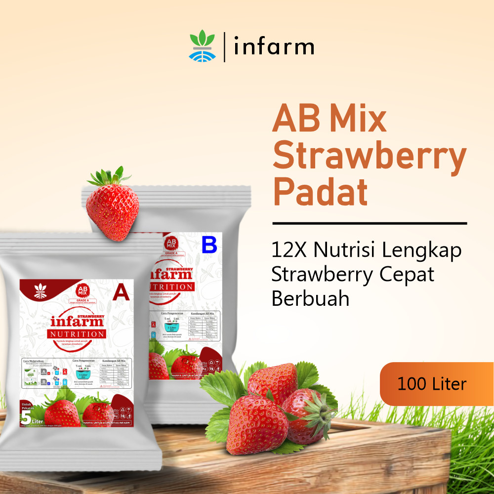 INFARM - Nutrisi Tanaman AB Mix Strawberry 1000 Liter  Pupuk untuk hidroponik dan Tanah, Pupuk Buah 